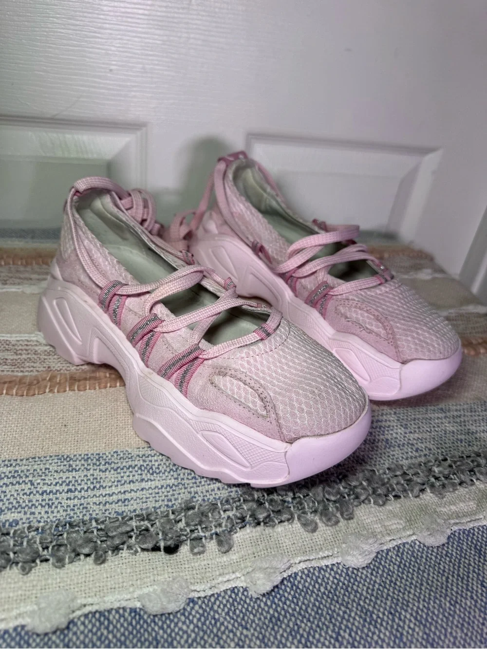 Lazy Oaf  Pink Lace Up Ballet Sneaker.